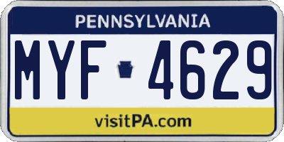 PA license plate MYF4629
