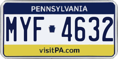PA license plate MYF4632