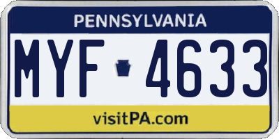 PA license plate MYF4633