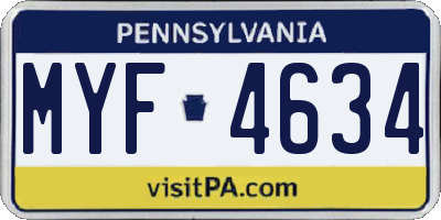 PA license plate MYF4634