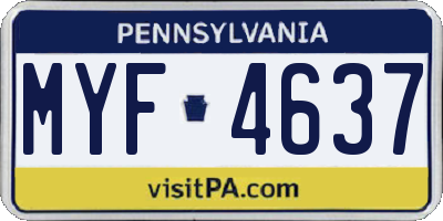 PA license plate MYF4637