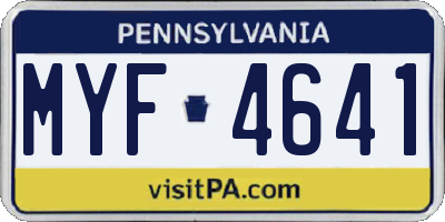 PA license plate MYF4641