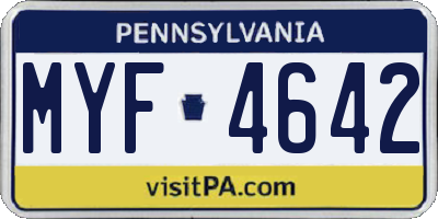 PA license plate MYF4642