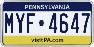 PA license plate MYF4647