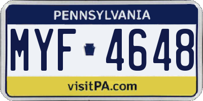 PA license plate MYF4648