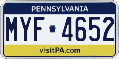 PA license plate MYF4652