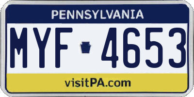 PA license plate MYF4653