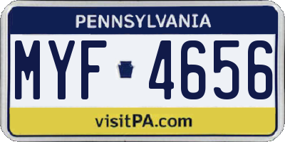 PA license plate MYF4656