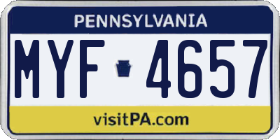 PA license plate MYF4657