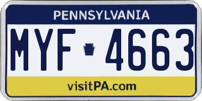 PA license plate MYF4663