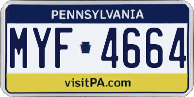 PA license plate MYF4664