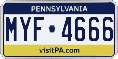 PA license plate MYF4666