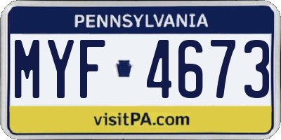 PA license plate MYF4673