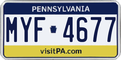 PA license plate MYF4677