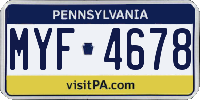 PA license plate MYF4678