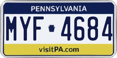 PA license plate MYF4684