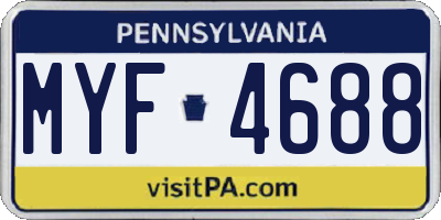 PA license plate MYF4688