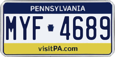 PA license plate MYF4689