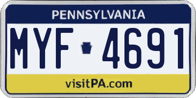 PA license plate MYF4691