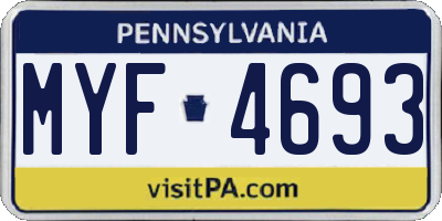 PA license plate MYF4693