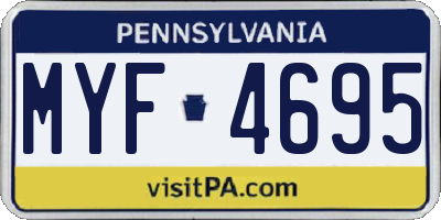 PA license plate MYF4695