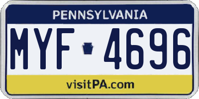 PA license plate MYF4696
