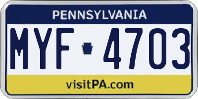 PA license plate MYF4703