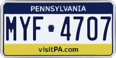 PA license plate MYF4707