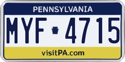 PA license plate MYF4715