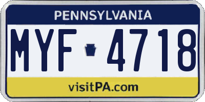 PA license plate MYF4718