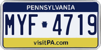 PA license plate MYF4719