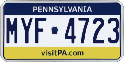 PA license plate MYF4723