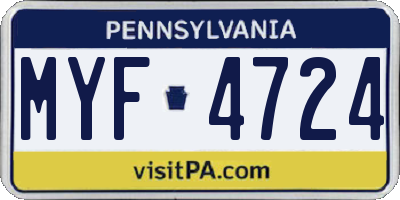 PA license plate MYF4724