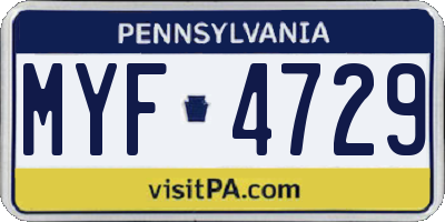 PA license plate MYF4729