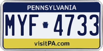 PA license plate MYF4733
