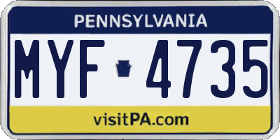 PA license plate MYF4735