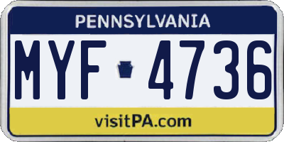 PA license plate MYF4736