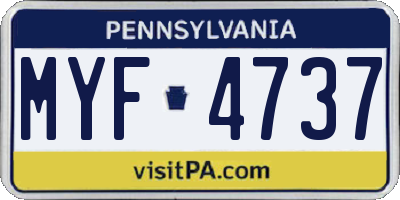 PA license plate MYF4737