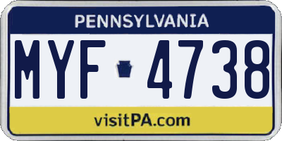 PA license plate MYF4738