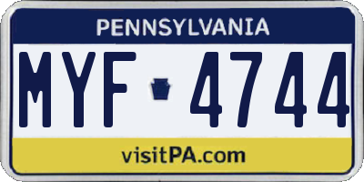 PA license plate MYF4744