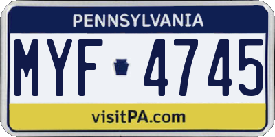 PA license plate MYF4745