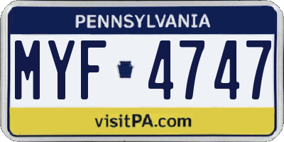 PA license plate MYF4747