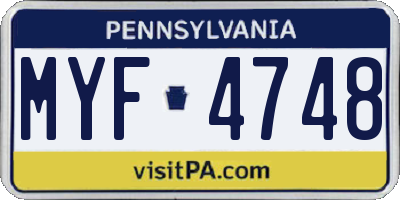 PA license plate MYF4748