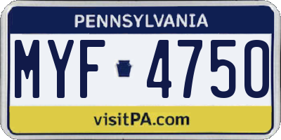 PA license plate MYF4750