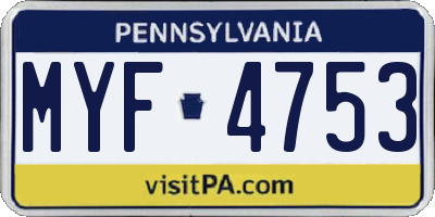 PA license plate MYF4753