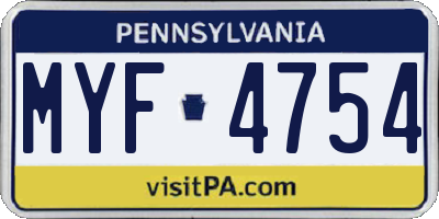 PA license plate MYF4754