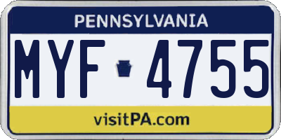 PA license plate MYF4755