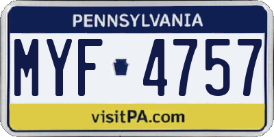 PA license plate MYF4757