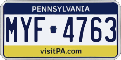 PA license plate MYF4763