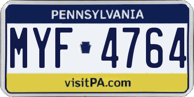 PA license plate MYF4764